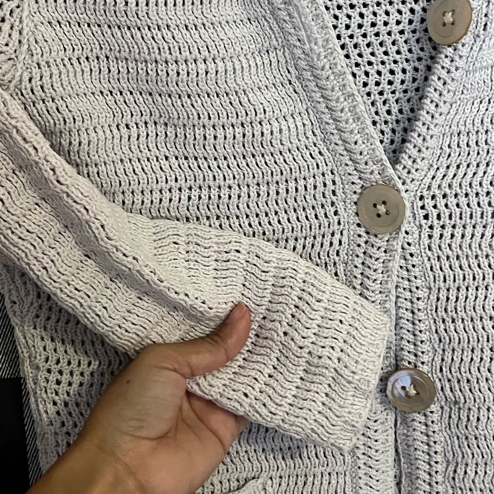 Banana Republic 100%cotton crochet jacket size XS gray color - Picture 3 of 6